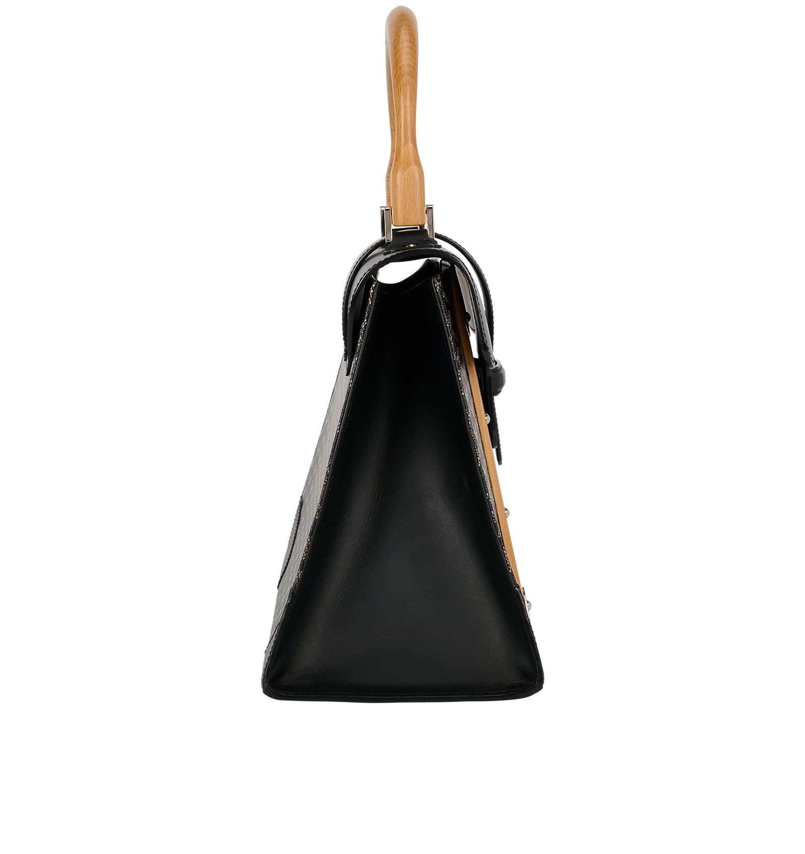 Saigon MM, &pound;2,100, Handbags, Beige/Black, Canvas/Leather, Side view